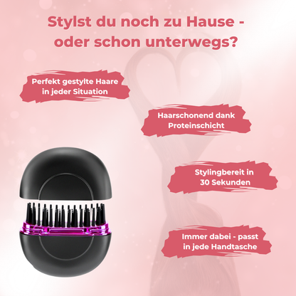 StyleGO I Haarschonende Mini-Glätteisen-Bürste für perfekten Style überall & jederzeit